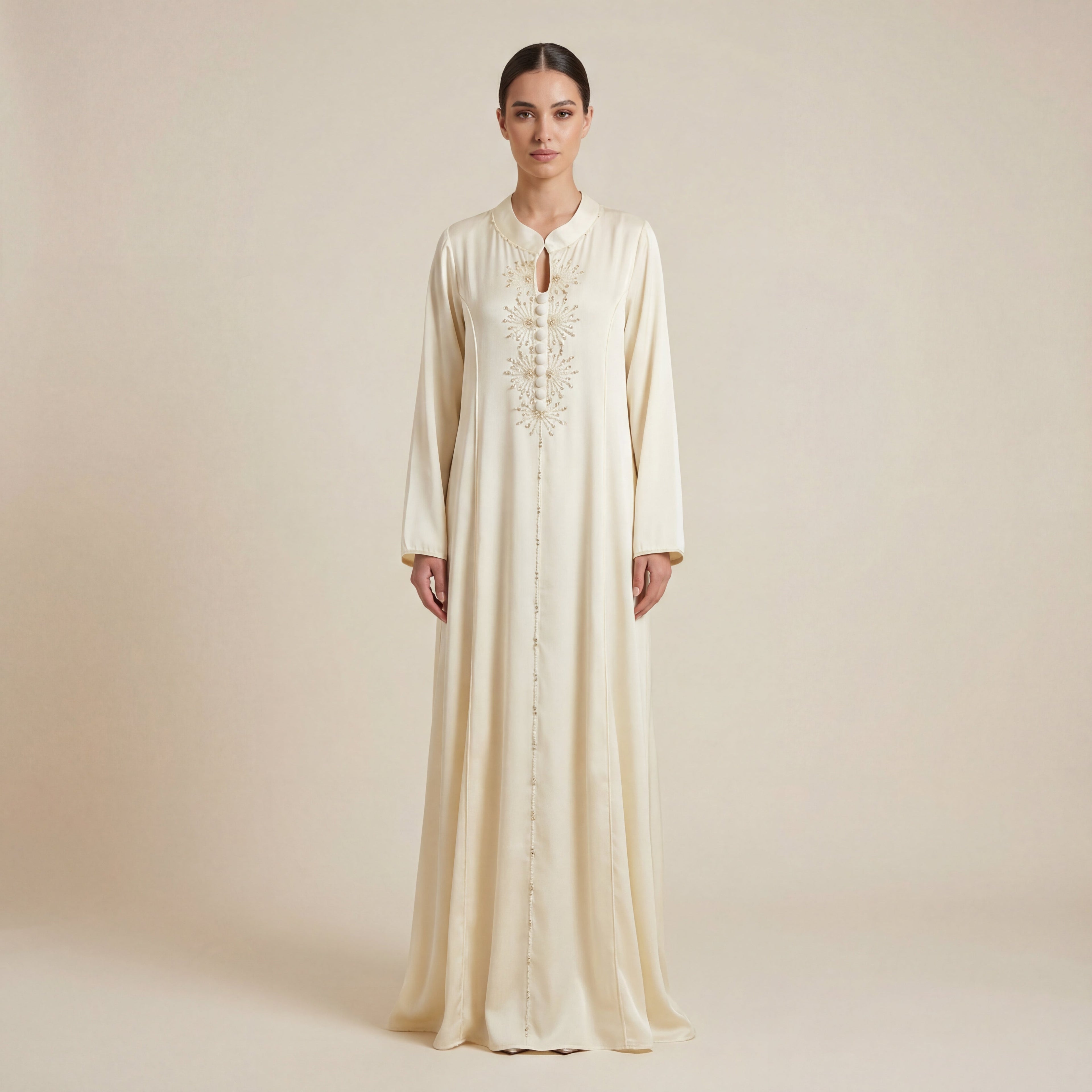 Abaya Beige Perlée